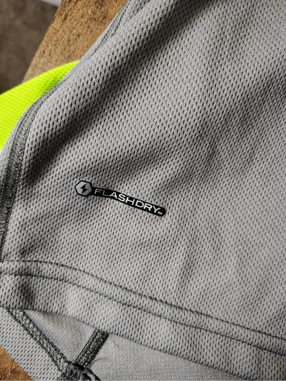 The North Face Mens US L Flashdry Neon Green Gray Long Sleve athletic Gym Unisex